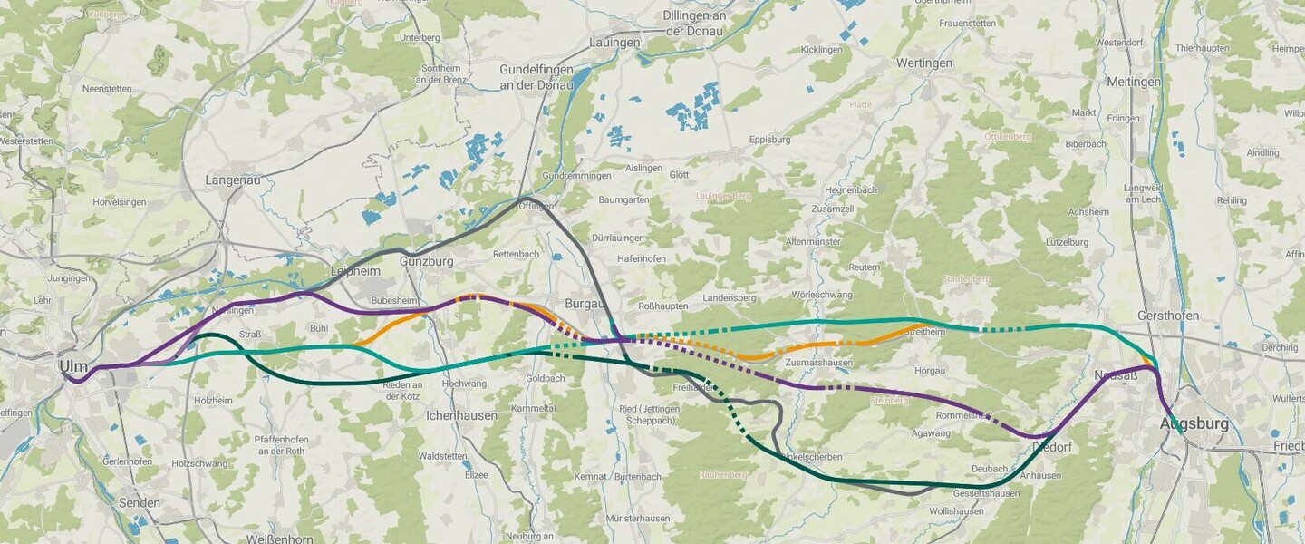 Interaktive Karte des Bahnprojekts Ulm-Augsburg